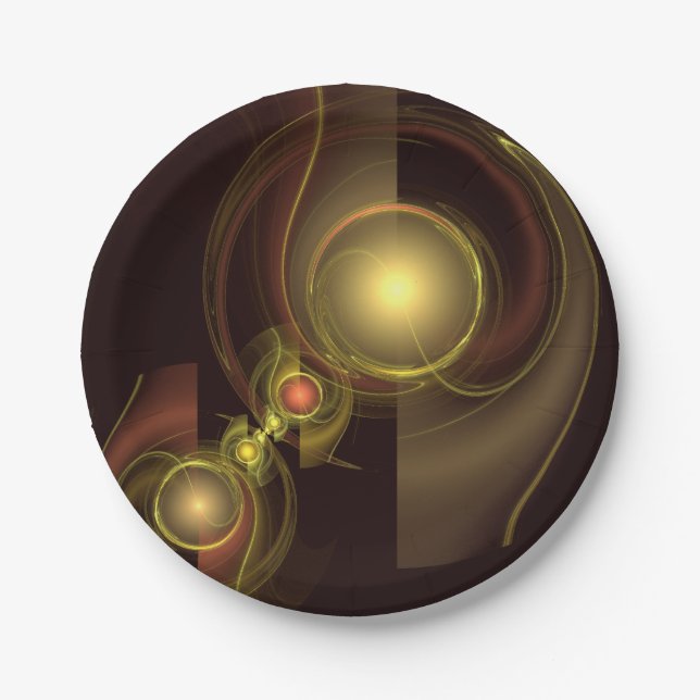 Intimate Connection Golden Energy Abstract Art Paper Plates (Front)