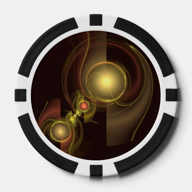 Intimate Connection Golden Energy Abstract Art Poker Chips (Front)