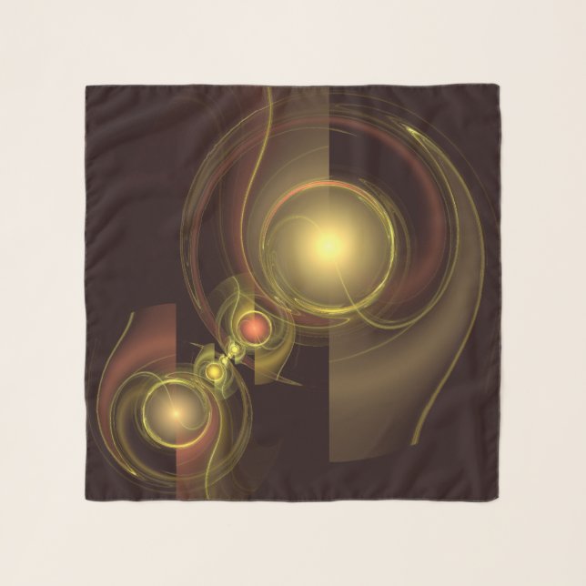 Intimate Connection Golden Energy Abstract Art Scarf (Front)