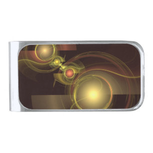 Intimate Connection Golden Energy Abstract Art Silver Finish Money Clip