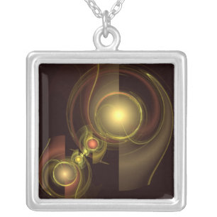 Intimate Connection Golden Energy Abstract Art Silver Plated Necklace