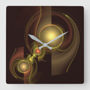 Intimate Connection Golden Energy Abstract Art Square Wall Clock