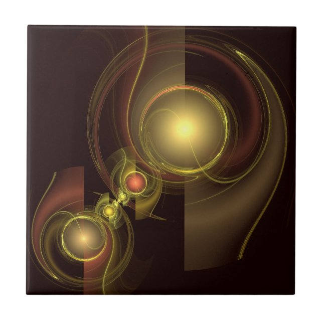 Intimate Connection Golden Energy Abstract Art Tile (Front)