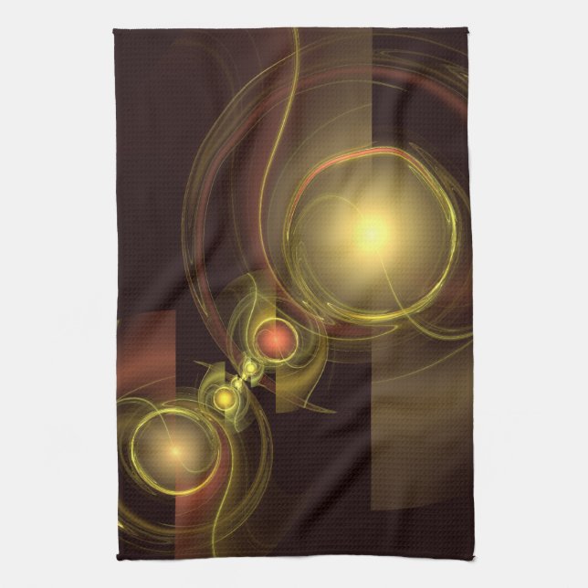 Intimate Connection Golden Energy Abstract Art Towel (Vertical)