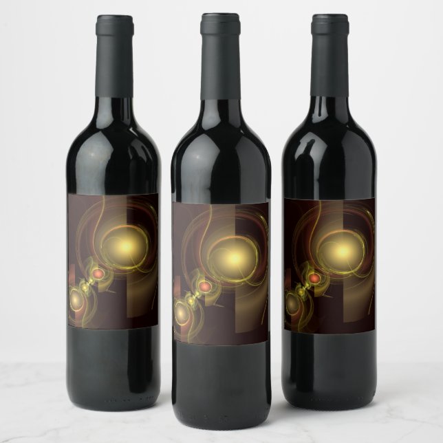 Intimate Connection Golden Energy Abstract Art Wine Label (Bottles)