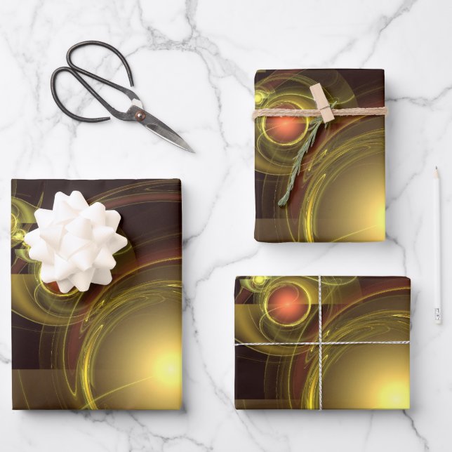 Intimate Connection Golden Energy Abstract Art Wrapping Paper Sheets (Front)