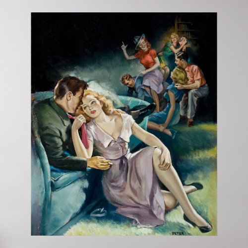 Intimate Couple at a Party Pin Up Art Poster