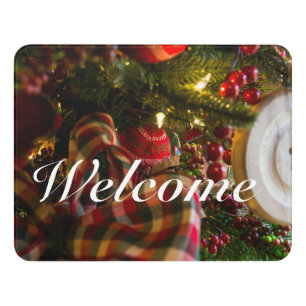 Into A Christmas Tree Welcome Door Sign