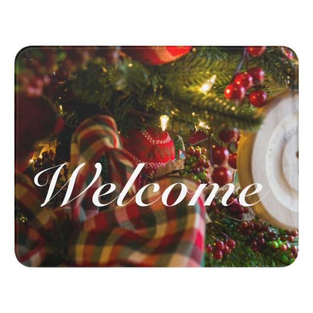 Into A Christmas Tree Welcome Door Sign (Contemporary Front)