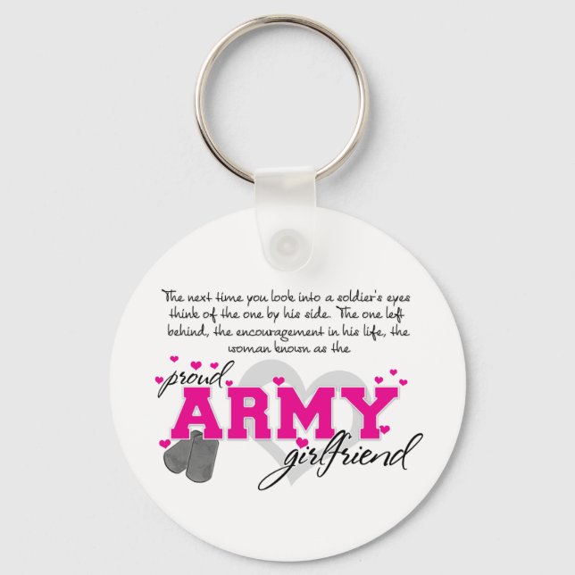 Into a Soldier's eyes - Proud Army Girlfriend Keychain (Front)