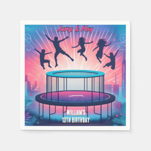 into boys kids cool trampoline Park 13th birthday Napkins