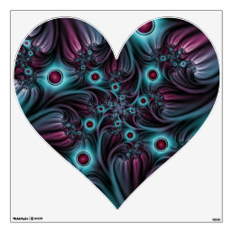 Into Depth Blue Pink Abstract Fractal Art Heart Wall Decal