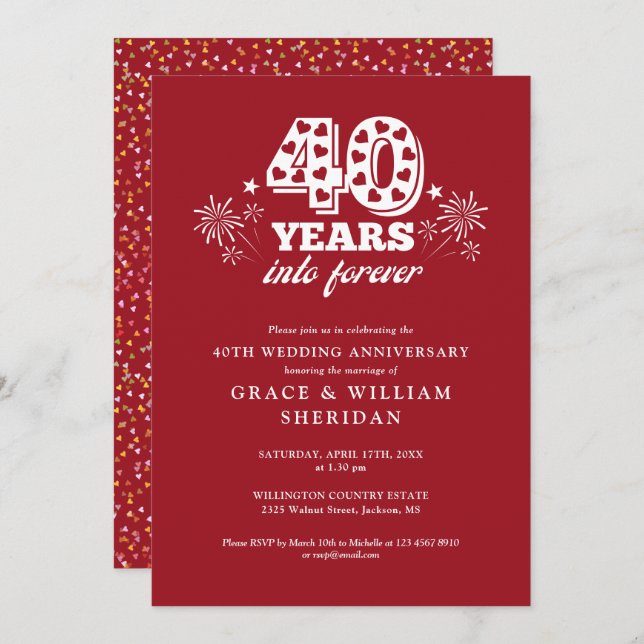 Into Forever 40th Wedding Anniversary Invitation (Front/Back)