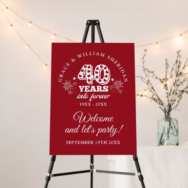 Into Forever 40th Wedding Anniversary Welcome Sign (In Situ (Stand))