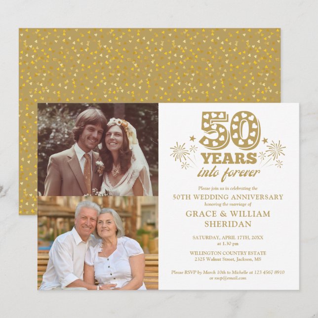 Into Forever 50th Wedding Anniversary 2 Photo Invitation (Front/Back)
