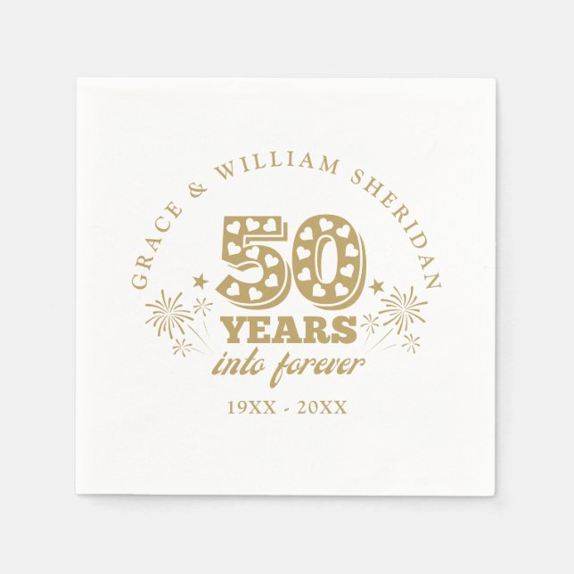 Into Forever 50th Wedding Anniversary Napkins (Front)