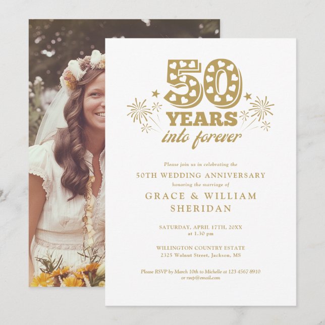 Into Forever 50th Wedding Anniversary Photo Invitation (Front/Back)