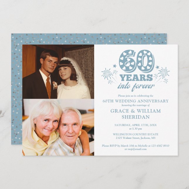 Into Forever 60th Wedding Anniversary 2 Photo Invitation (Front/Back)