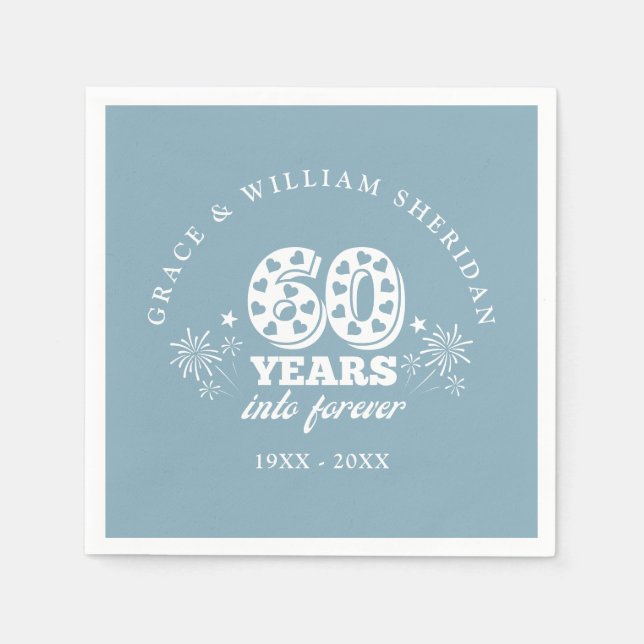 Into Forever 60th Wedding Anniversary Napkins (Front)