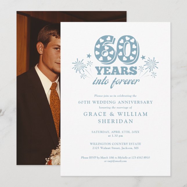 Into Forever 60th Wedding Anniversary Photo Invitation (Front/Back)
