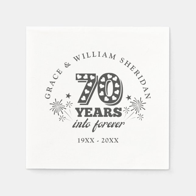 Into Forever 70th Wedding Anniversary Napkins (Front)