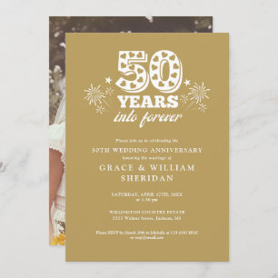 Into Forever Gold 50th Wedding Anniversary Photo Invitation
