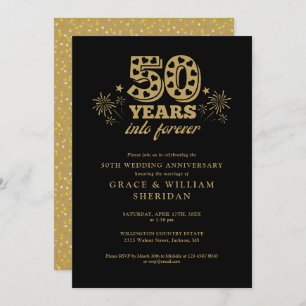 Into Forever Gold Black 50th Wedding Anniversary Invitation