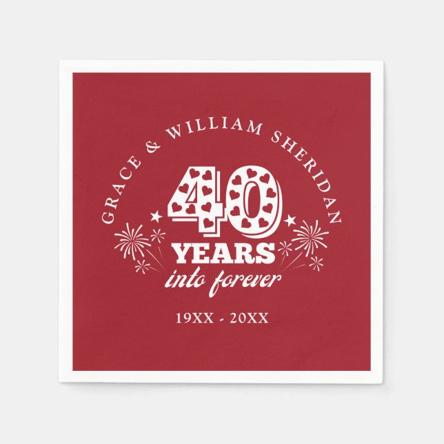 Into Forever Ruby 40th Wedding Anniversary Napkins (Front)