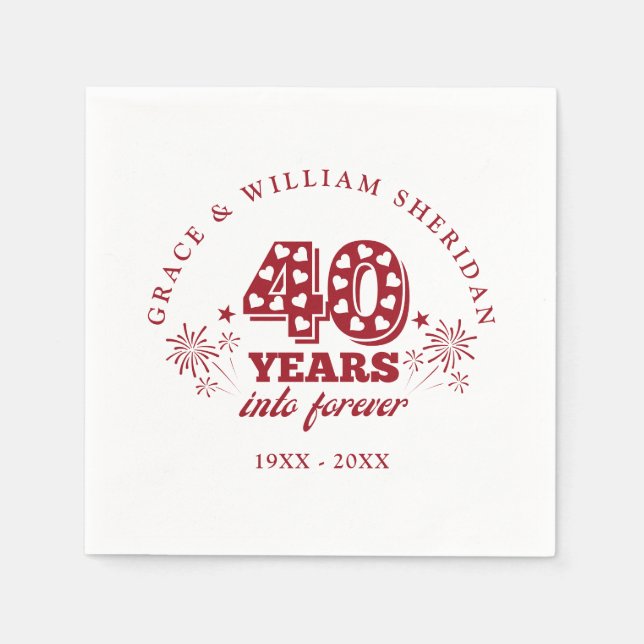 Into Forever Ruby 40th Wedding Anniversary Napkins (Front)