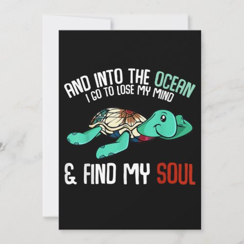 Into Ocean I Go To Lose My Mind Sea Turtle Holiday Card