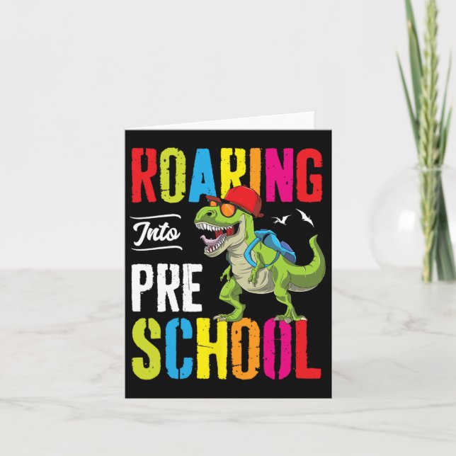 Into Preschool Dinosaur Teacher Pre K Back To Scho Card (Front)