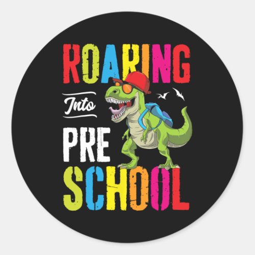 Into Preschool Dinosaur Teacher Pre K Back To Scho Classic Round Sticker