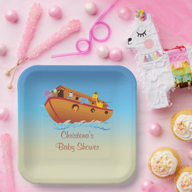 Into The Ark Baby Shower Paper Plates (Party)
