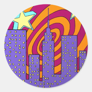 "Into the City" Classic Round Sticker