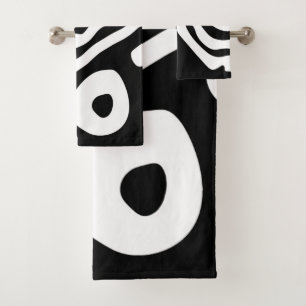Into the Deep: Abstract Black & White Bath Towel Set