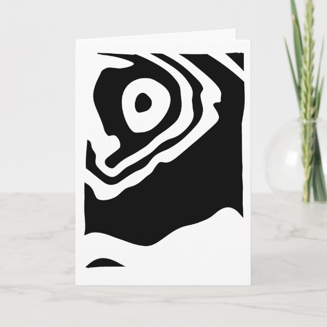 Into the Deep: Abstract Black & White Card (Front)