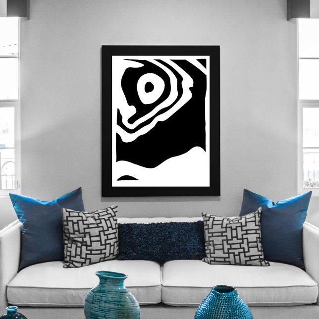 Into the Deep: Abstract Black & White Faux Canvas Print (Creator Uploaded)