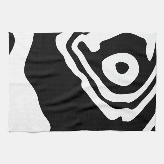 Into the Deep: Abstract Black & White Kitchen Towel (Horizontal)