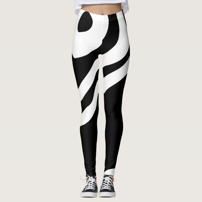 Into the Deep: Abstract Black & White Leggings (Front)
