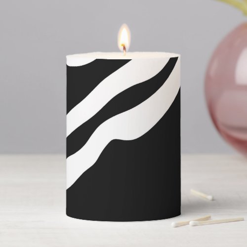 Into the Deep Abstract Black  White Pillar Candle