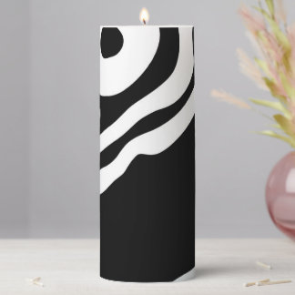 Into the Deep: Abstract Black & White Pillar Candle