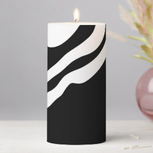 Into the Deep: Abstract Black & White Pillar Candle