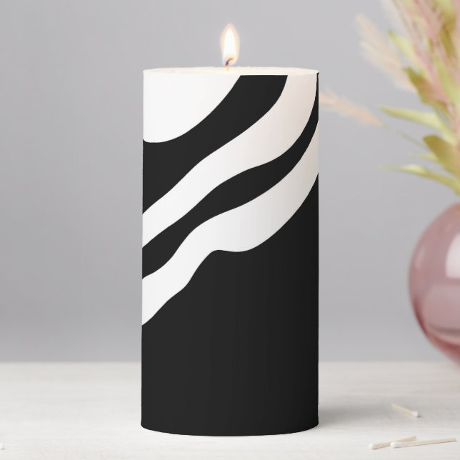 Into the Deep: Abstract Black & White Pillar Candle (In Situ)