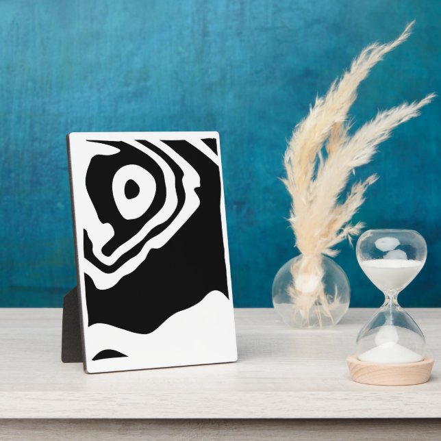 Into the Deep: Abstract Black & White Plaque (Side)