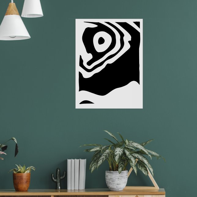 Into the Deep: Abstract Black & White Poster (Living Room 1)