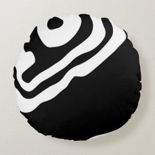 Into the Deep: Abstract Black & White Round Pillow