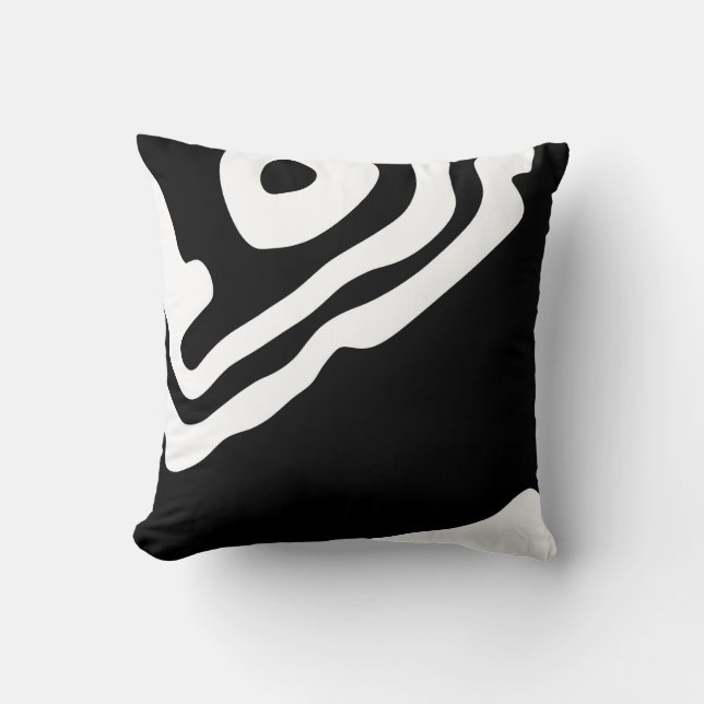 Into the Deep: Abstract Black & White Throw Pillow (Front)