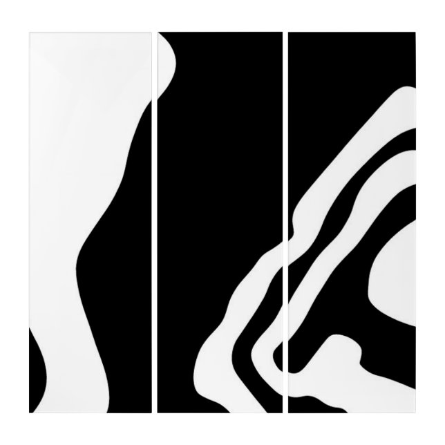 Into the Deep: Abstract Black & White Triptych (Front)