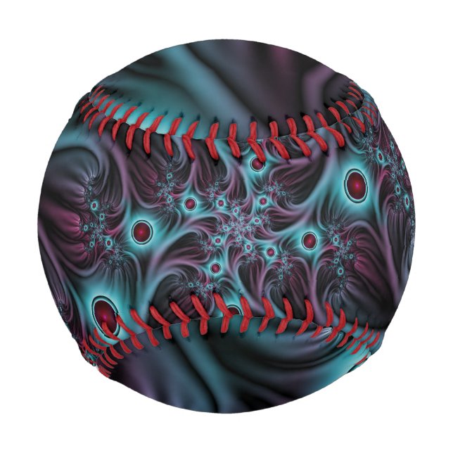 Into the Depth Blue Pink Abstract Fractal Art Baseball (Back)