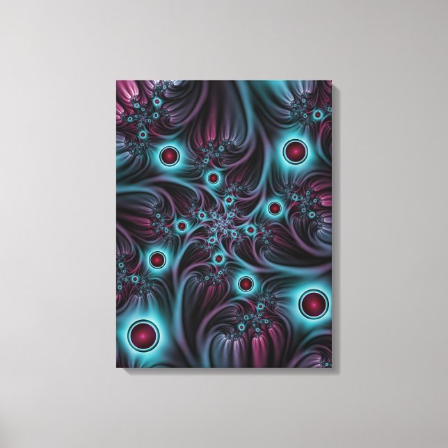 Into the Depth Blue Pink Abstract Fractal Art Canvas Print (Front)